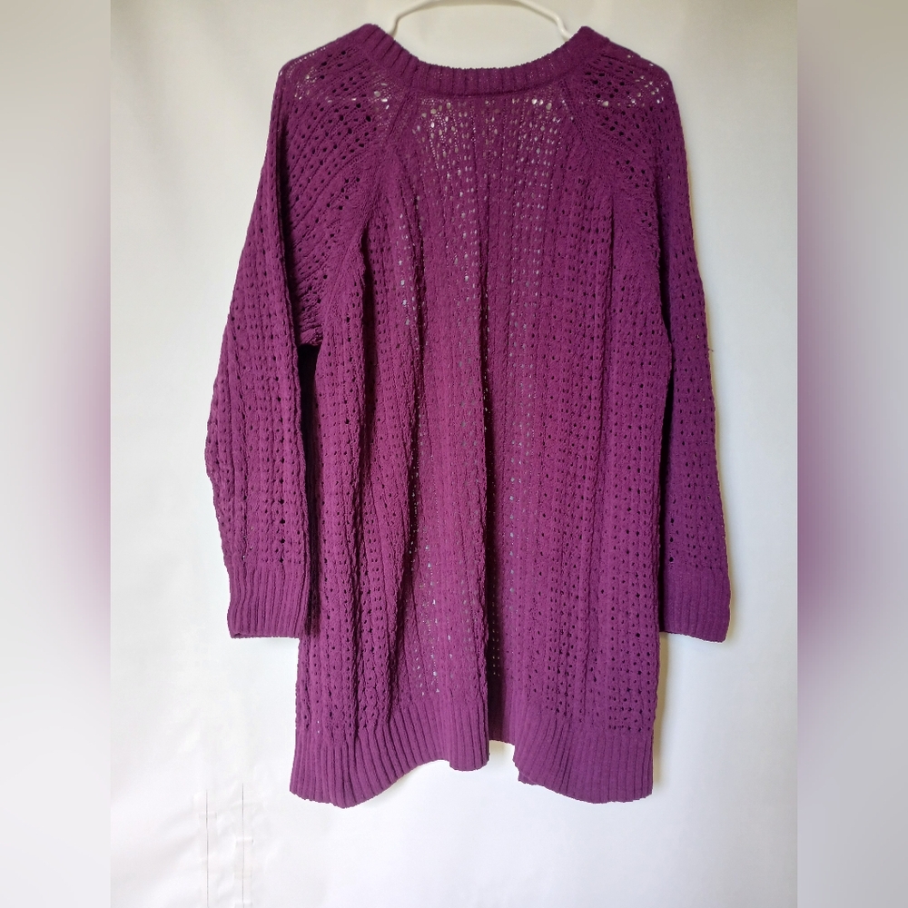 Terra & Sky Womens Open Front Cardigan Size 14W Color Plum Purple - Picture 2 of 9